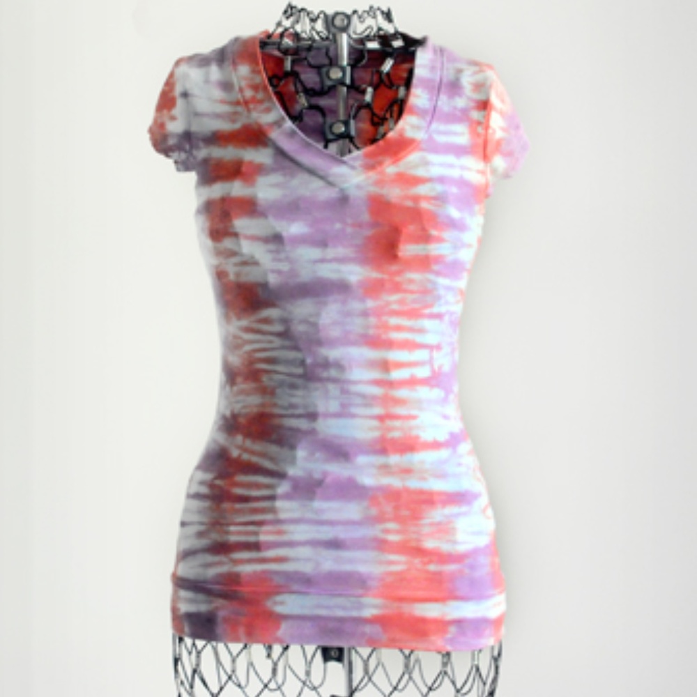 Tie Dye Shirt Lavender and Coral Pink - Picture 1 of 3